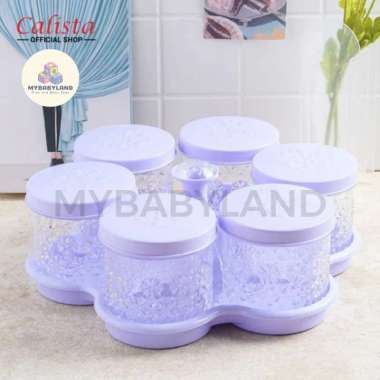 Calista Toples Kristal Enam Bunga | Toples Kue Kering Lebaran 6 Bunga Kristal | Toples SET 6 Calista