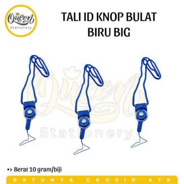 1 PCS TALI ID KNOP BULAT BIG TALI ID CARD / TALI GANTUNGAN NAME TAG BIRU
