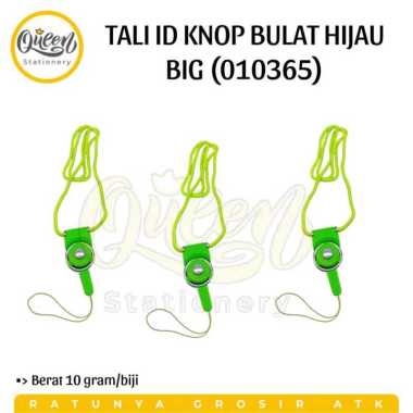 5 PCS TALI ID KNOP BULAT BIG TALI ID CARD / TALI GANTUNGAN NAME TAG HIJAU