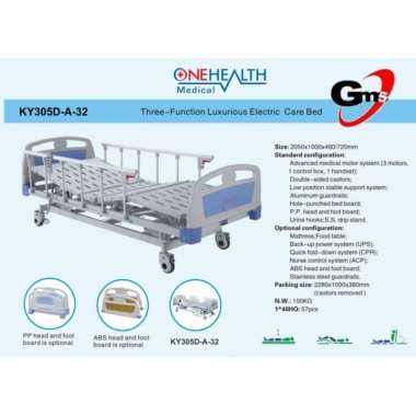 Onehealth Hospital Bed Elektrik 3 Crank / Ranjang Pasien Elektrik 3 Crank