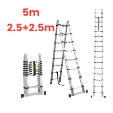 Tangga Lipat Aluminium Teleskopik 5 Meter Double Telescopic 5 Meter 6,4M double