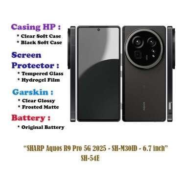 SHARP Aquos R9 Pro 5G 2025 - SH-M30ID - 6.7 inch - Case - Screen Protector - Battery - Dll Hydrogel