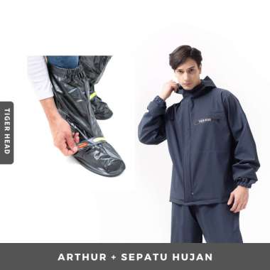 Tiger Head Jas Hujan + Sepatu Hujan Metro - Tiger Head 68381 & 67009 Hitam + Sepatu Hitam 38-39
