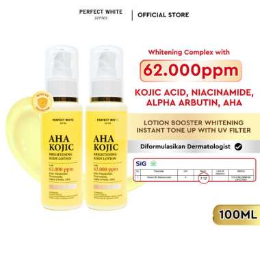 PERFECT WHITE [TWINPACK 2pcs] AHA Kojic Brightening Body Lotion 100ml | Hand Lotion with Tone Up wit