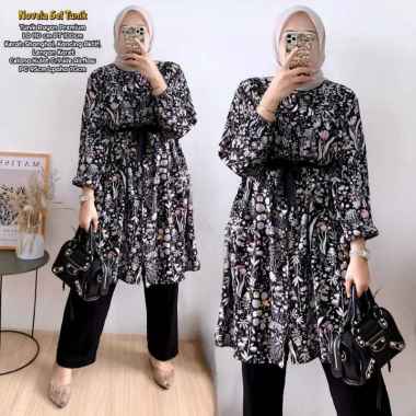 Wina Set Tunik - One Set Wanita Kekinian Tunik Rayon Diamond Setelan Wanita Celana Kulot LD 110 cm N