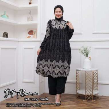 Wina Set Tunik - One Set Wanita Kekinian Tunik Rayon Diamond Setelan Wanita Celana Kulot LD 110 cm A