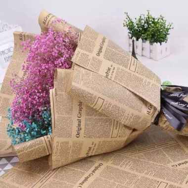 Kertas Buket Motif Koran Kraft Wrapping Paper Vintage Newspaper