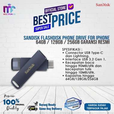 Sandisk FlashDisk Phone Drive for iPhone 64GB / 128GB / 256GB Garansi Resmi 64GB