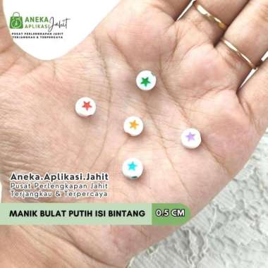 15 GRAM MANIK MOTE BULAT PUTIH ISI LOVE BINTANG - 0.5 CM LOVE