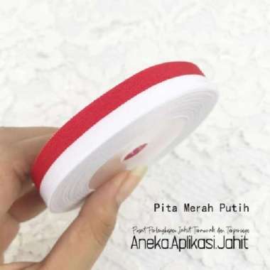 1 ROLL PITA MERAH PUTIH / PITA KAIN MERAH PUTIH / PITA BENDERA 1/2 INC