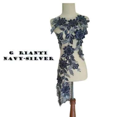 G. RIANTI RENDA BORDIR GAMIS RIANTI NAVY SILVER