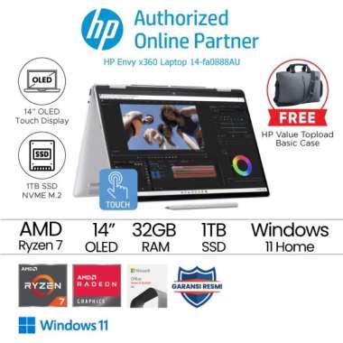 HP ENVY X360 14-fa0888AU Ryzen 7 8840HS 32GB 1TB SSD W11+OHS 14"2.8K OLED TOUCH