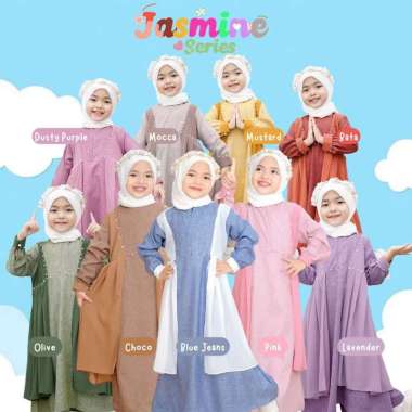 Setelan Gamis Syari Bahan Adem & Nyaman Bahan Katun Madina x Ceruty | Dress Anak Cantik 5-6Y Mustard