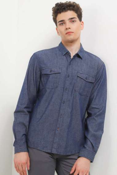 Cardinal Kemeja Lengan Panjang Slim Fit Pria C2703J16A Medium Indigo L