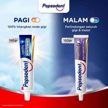 [Day & Night] Pepsodent Complete8 Whitening Toothpaste Pasta Gigi [190 g] + Pepsodent Multi Protecti