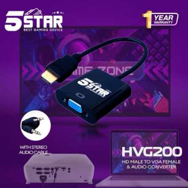 5Star HVG200 HDMI to VGA Converter / Kabel Konverter HDMI Male to VGA Female Adapter / Kabel HDMI to