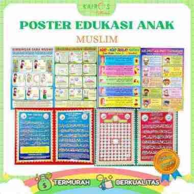 Poster Dinding Edukasi Anak Belajar Gambar Muslim Hijaiyah Doa Sholat Wudhu doa sehari hari