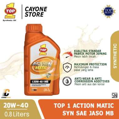 TOP 1 TOP1 Oli Motor ACTION MATIC Synthetic SAE 20W-40 JASO MB 800 mL