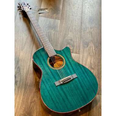 SQOE Spain SMLT-BL Acoustic Electric in Transparent Blue with Fishman Presys Plus Preamp