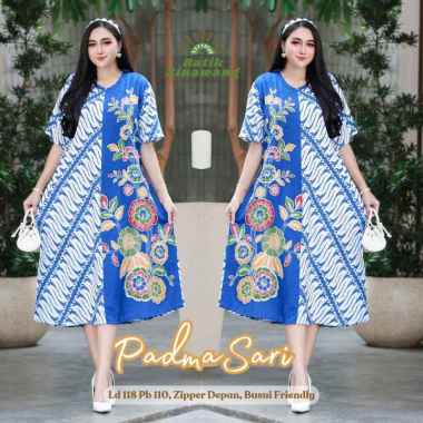 [ALESHA] Daster Batik Payung PADMASARI Busui Freindly Bahan Rayon Super PADMASR-BIRU