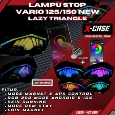 X-Case Lampu Stop Vario 125 150 Stop Lamp Lazy Triangle Rgb Apk Plus Magnet Control New Sein Running