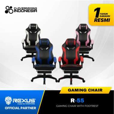 Rexus R55 R-55 Ergonomic Gaming Chair Kursi Gaming with Footrest R 55 Rexus Pink