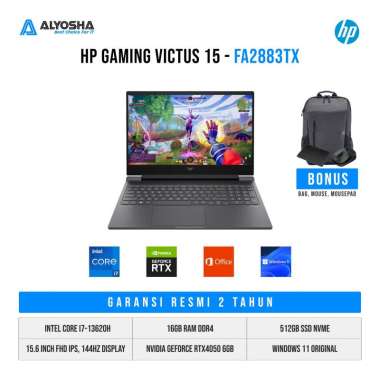 HP Victus 15 FA2883TX – Mica Silver [Intel i7 13620H-16GB-SSD 512GB-15.6″-RTX4050-W11+OHS2024+M365]