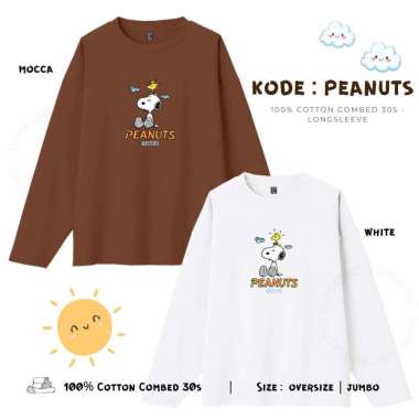 ELLIPSESINC Kaos Oversize Lengan Panjang Unisex Peanuts PANJANG OVERSIZE Abu Tua