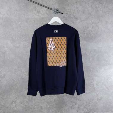 Sweater MLB LA SQUARE MONOGRAM ORANGE BACK NAVY SWEATSHIRT 100% ORIGINAL XL