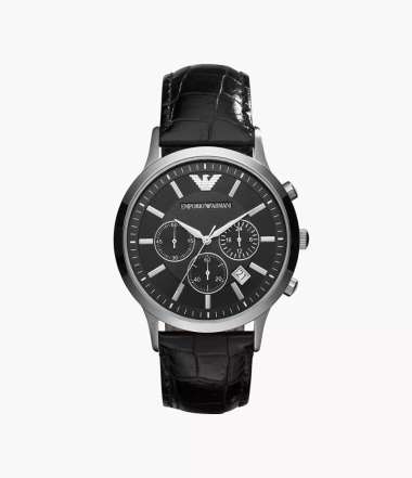 Emporio Armani Black Embossd Croco Jam Wanita 43MM AR2447