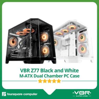 VBR Z77 Black and White M-ATX Dual Chamber PC Case Casing Hitam