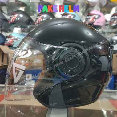 HELM HIJAB GM POP ANTI PUSING CEPOL WANITA ORIGINAL HITAM GLOSY L