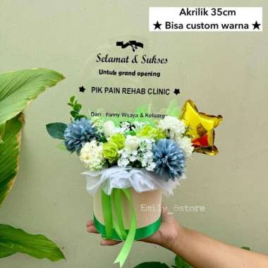 (Ready) Papan Bunga Akrilik Bloom Box Acrylic Congratulation Grand Opening bunga wisuda buket wisuda