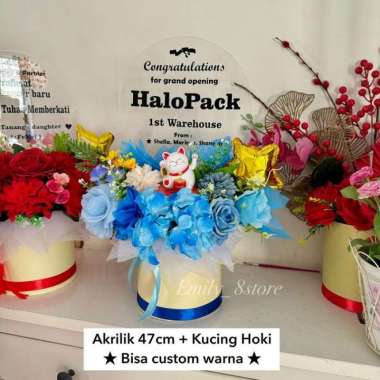 (Ready) Papan Bunga Akrilik Bloom Box Acrylic Congratulation Grand Opening bunga wisuda buket wisuda
