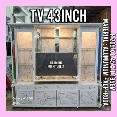 BUFET TV 43 INCH ALUMUNIUM ACP RODA BUFET TV ALUMUNIUM ACP RODA FREE ONGKIR SERANG KOTA PUTIH