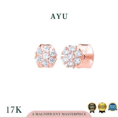 AYU Anting Emas - Sparkling Flower Studs 17k Rose Gold