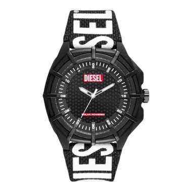 Jam Tangan Pria Diesel Framed DZ4654 Solar Black Dial Black rPET Strap Multicolor