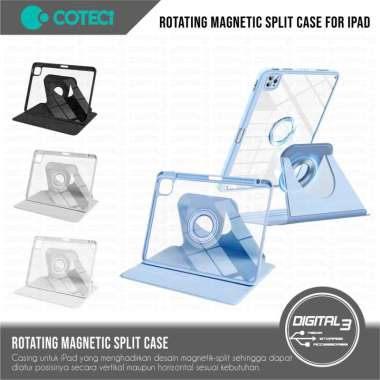 COTECI Rotating Magnetic Split Case for iPad 7 8 9 10 11 / iPad Air / iPad Pro Detachable Casing PC 