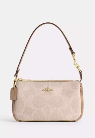 Nolita 19 In Blocked Signature Canvas Gold Sand Tan