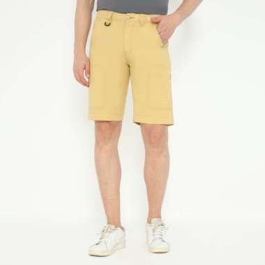 POLICE Celana Pendek Cargo Parasut Kantong Zipper Regular Fit Pria 34 Kuning