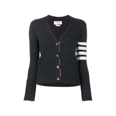 [12.12 Dealcember] Thom Browne 4-Bar Cashmere Classic V-Neck Cardigan Dark Grey 38 Grey