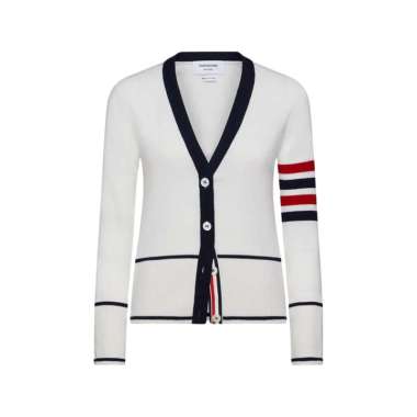 [12.12 Dealcember] Thom Browne 4-Bar Classic Cashmere V-Neck Cardigan White 40 White