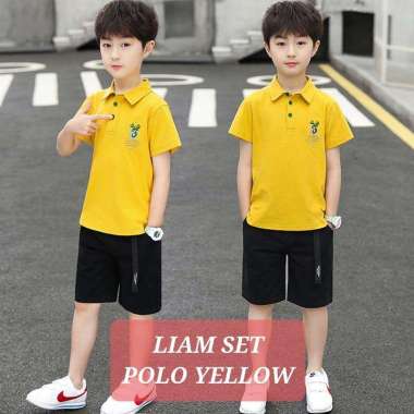 BAJUKIDDIE LIAM SET POLO YELLOW BAJU SETELAN ANAK COWOK KOREA 150