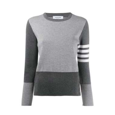 Thom Browne 4-Bar Milano Stitch Classic Crewneck Tonal Grey Size 40