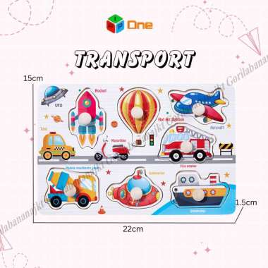 Puzzle Knob kayu mainan edukasi puzzle angka huruf wooden puzzle knob TRANSPORT