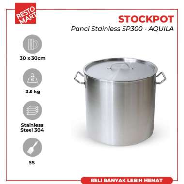 Stock Pot 30 / Panci 30 x 30 cm RESTOMART Stainless 304 (2212081)