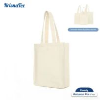 Krisnatex Tote Bag Gusset Kanvas Natural - Tas Shopping Bag Goodie bag