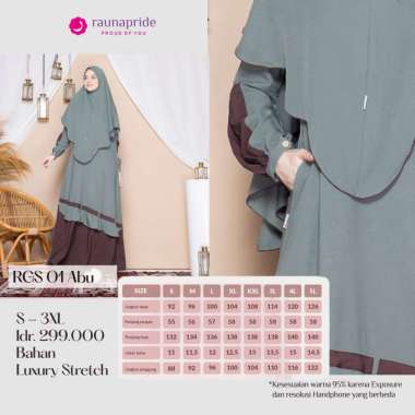 Gamis Set Hijab Rauna Terbaru / RGS 01 / Fashion Muslim XXL Abu