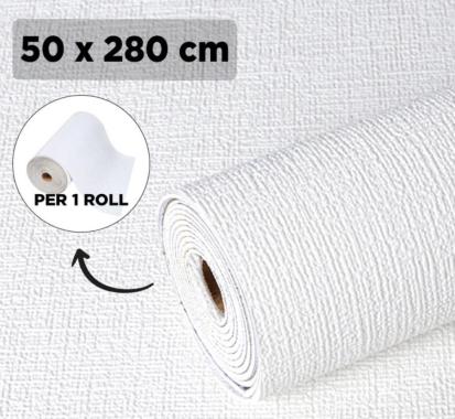 Wallpaper foam Linen Roll Wallpaper Dinding form Dekorasi Terbaru Putih