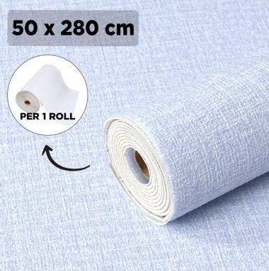 Wallpaper foam Linen Roll Wallpaper Dinding form Dekorasi Terbaru Biru Muda